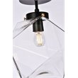 Living District Lawrence 1-Light Mid-Century Metal Flush Mount in Black/Clear