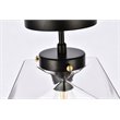 Living District Lawrence 1-Light Mid-Century Metal Flush Mount in Black/Clear