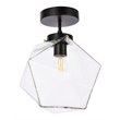 Living District Lawrence 1-Light Mid-Century Metal Flush Mount in Black/Clear