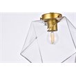 Living District Lawrence 1-Light Mid-Century Metal Flush Mount in Brass/Clear