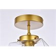 Living District Lawrence 1-Light Mid-Century Metal Flush Mount in Brass/Clear