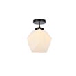 Living District Lawrence 1-Light Mid-Century Metal Flush Mount in Black/White