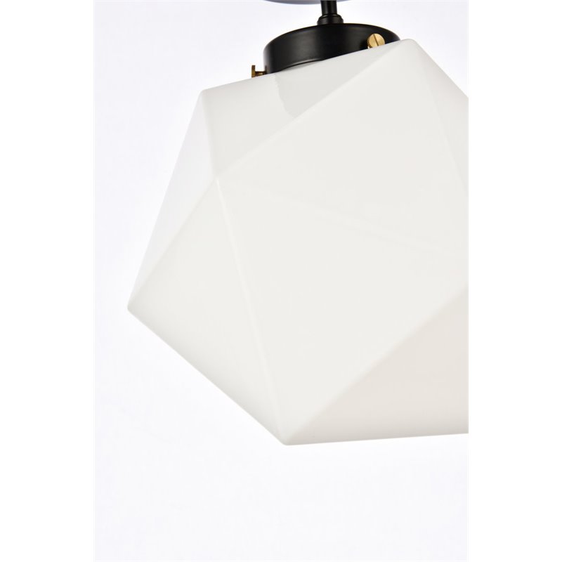 Living District Lawrence 1-Light Mid-Century Metal Flush Mount in Black/White