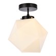 Living District Lawrence 1-Light Mid-Century Metal Flush Mount in Black/White