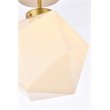 Living District Lawrence 1-Light Mid-Century Metal Flush Mount in Brass/White