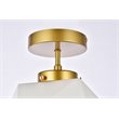 Living District Lawrence 1-Light Mid-Century Metal Flush Mount in Brass/White