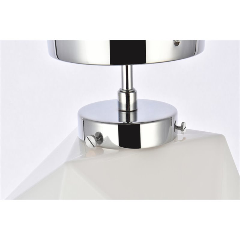 Living District Lawrence 1-Light Mid-Century Metal Flush Mount in Chrome/White