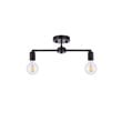 Living District Zane 2-Light Mid-Century Metal Flush Mount in Black