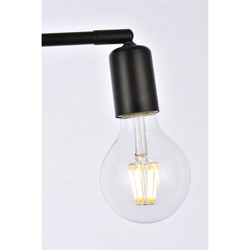 Living District Zane 2-Light Mid-Century Metal Flush Mount in Black