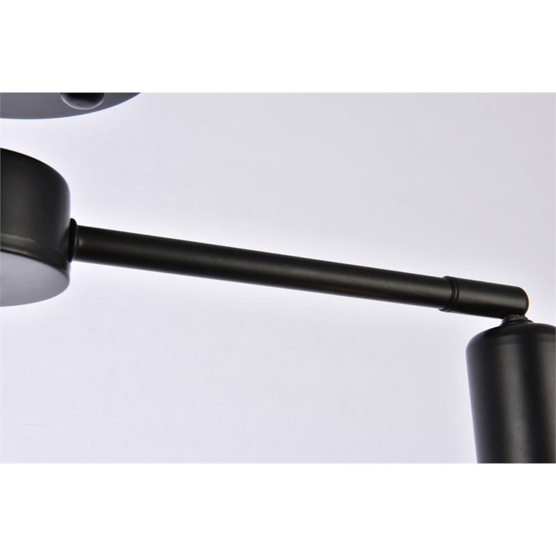 Living District Zane 2-Light Mid-Century Metal Flush Mount in Black