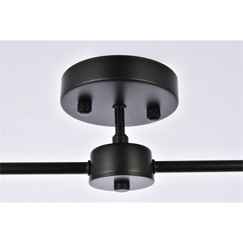 Living District Zane 2-Light Mid-Century Metal Flush Mount in Black