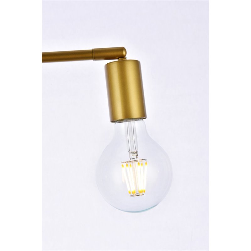 Living District Zane 2-Light Mid-Century Metal Flush Mount in Brass