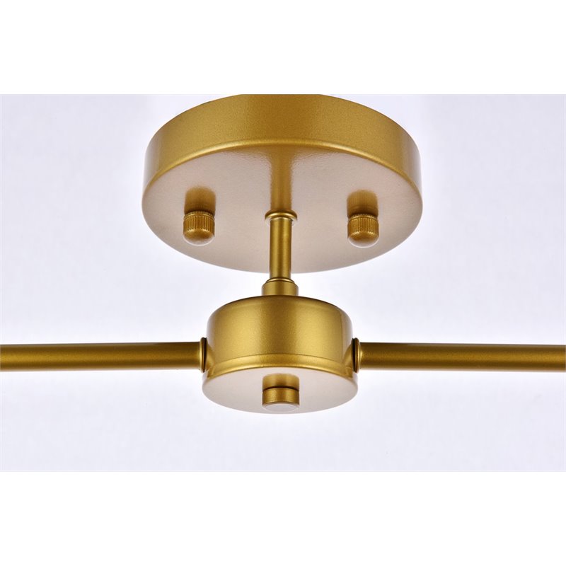 Living District Zane 2-Light Mid-Century Metal Flush Mount in Brass