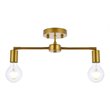 Living District Zane 2-Light Mid-Century Metal Flush Mount in Brass