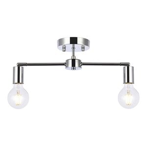 Living District Zane 2-Light Mid-Century Metal Flush Mount in Chrome