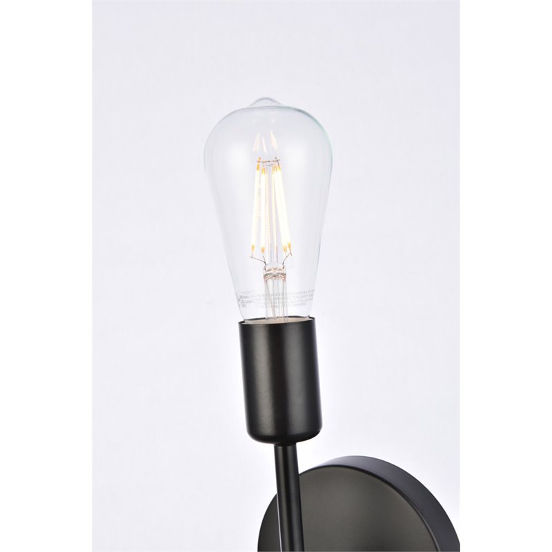 Living District Keely 1-Light Mid-Century Metal Wall Sconce in Black