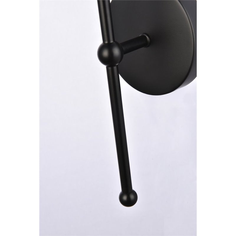 Living District Keely 1-Light Mid-Century Metal Wall Sconce in Black