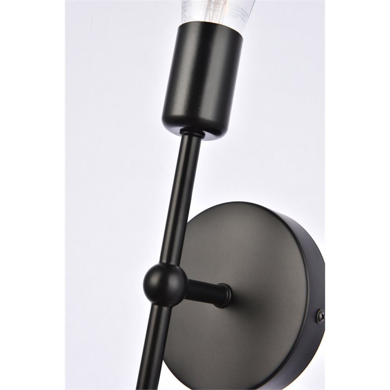Living District Keely 1-Light Mid-Century Metal Wall Sconce in Black