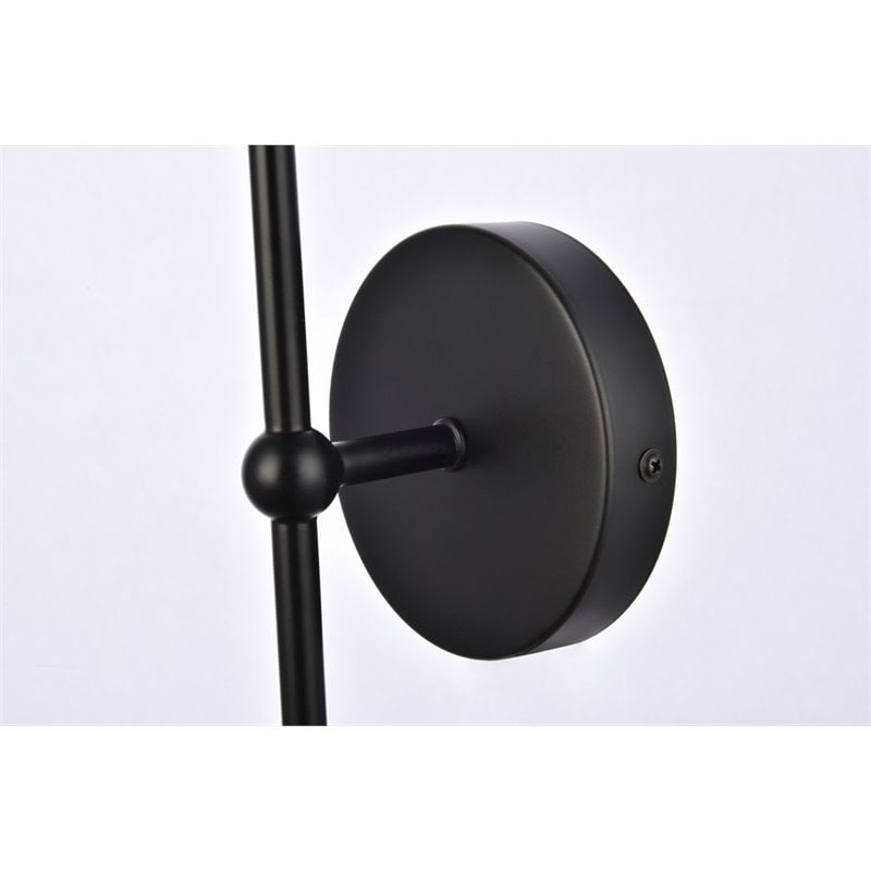 Living District Keely 1-Light Mid-Century Metal Wall Sconce in Black