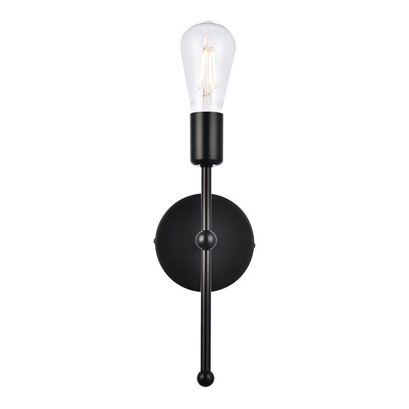 Living District Keely 1-Light Mid-Century Metal Wall Sconce in Black