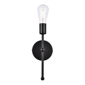 Living District Keely 1-Light Mid-Century Metal Wall Sconce in Black