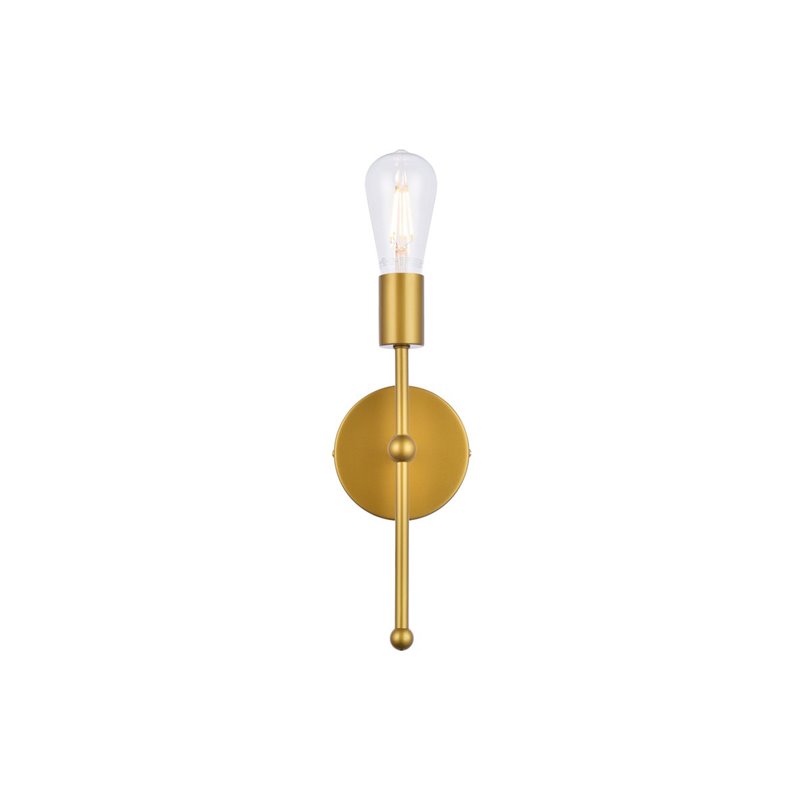 Living District Keely 1-Light Mid-Century Metal Wall Sconce in Brass