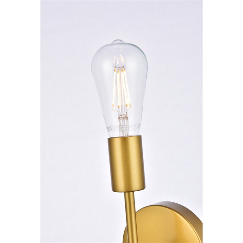 Living District Keely 1-Light Mid-Century Metal Wall Sconce in Brass