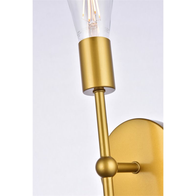 Living District Keely 1-Light Mid-Century Metal Wall Sconce in Brass