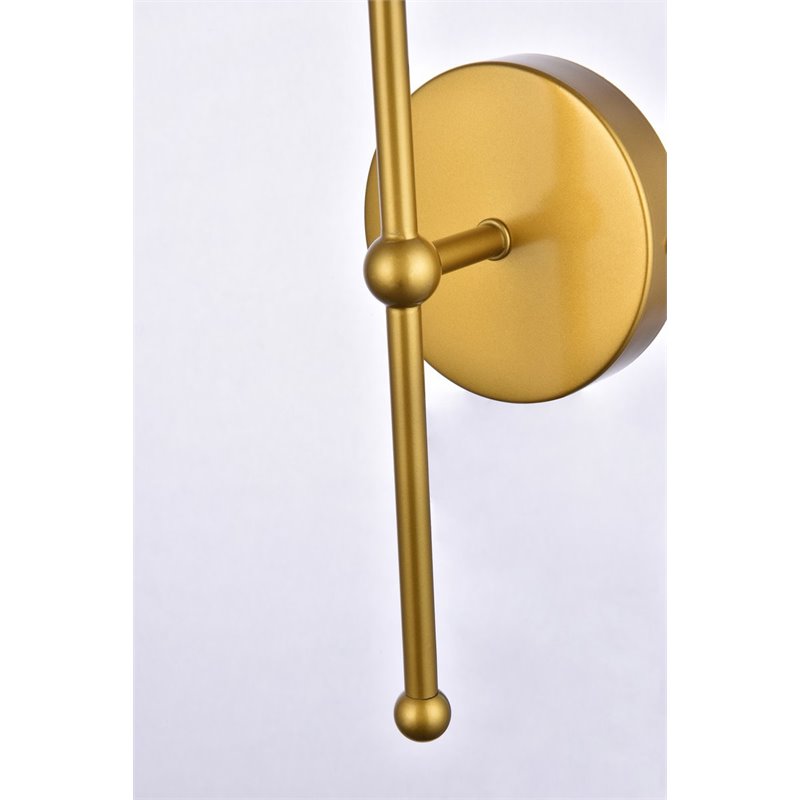 Living District Keely 1-Light Mid-Century Metal Wall Sconce in Brass
