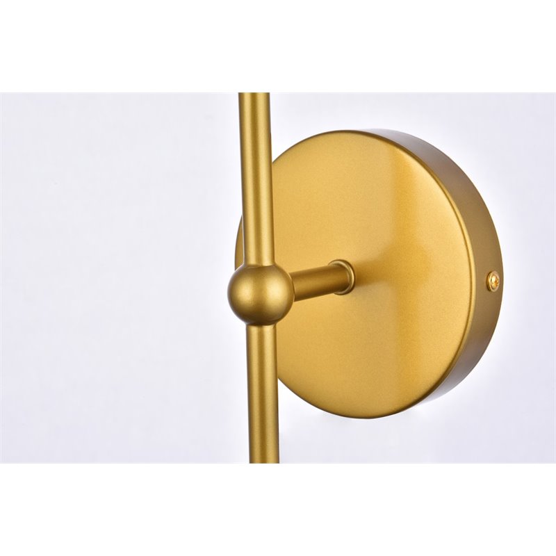 Living District Keely 1-Light Mid-Century Metal Wall Sconce in Brass
