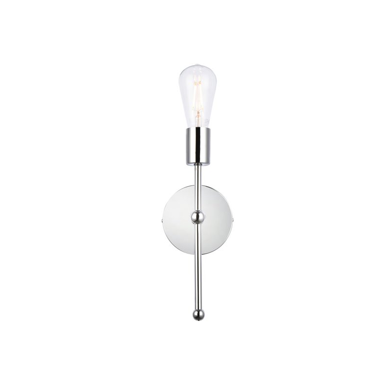 Living District Keely 1-Light Mid-Century Metal Wall Sconce in Chrome