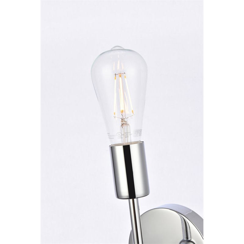Living District Keely 1-Light Mid-Century Metal Wall Sconce in Chrome