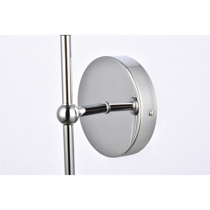 Living District Keely 1-Light Mid-Century Metal Wall Sconce in Chrome