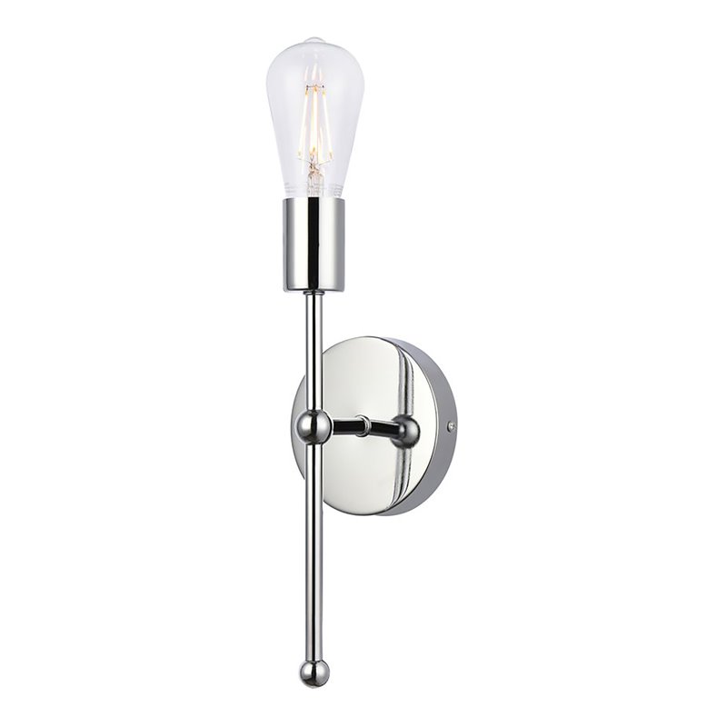 Living District Keely 1-Light Mid-Century Metal Wall Sconce in Chrome