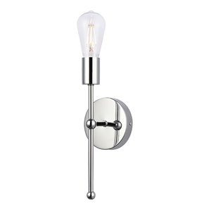 Living District Keely 1-Light Mid-Century Metal Wall Sconce in Chrome