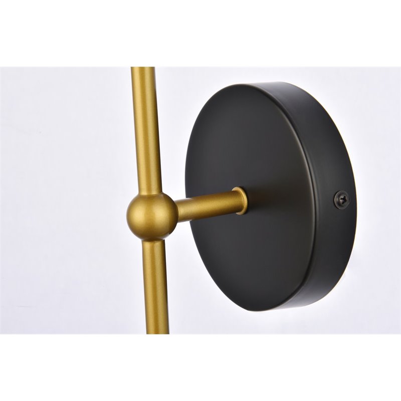 Living District Keely 1-Light Mid-Century Metal Wall Sconce in Black and Brass