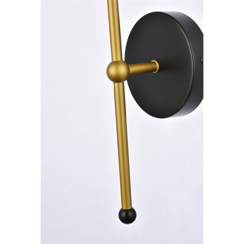 Living District Keely 1-Light Mid-Century Metal Wall Sconce in Black and Brass