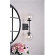Living District Neri 2-Light Mid-Century Metal Wall Sconce in Black and Clear