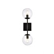 Living District Neri 2-Light Mid-Century Metal Wall Sconce in Black and Clear