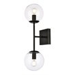 Living District Neri 2-Light Mid-Century Metal Wall Sconce in Black and Clear