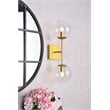 Living District Neri 2-Light Mid-Century Metal Wall Sconce in Brass and Clear