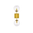 Living District Neri 2-Light Mid-Century Metal Wall Sconce in Brass and Clear