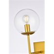Living District Neri 2-Light Mid-Century Metal Wall Sconce in Brass and Clear