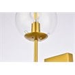 Living District Neri 2-Light Mid-Century Metal Wall Sconce in Brass and Clear