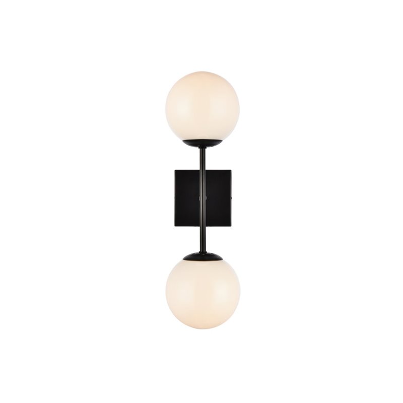 Living District Neri 2-Light Mid-Century Metal Wall Sconce in Black and White