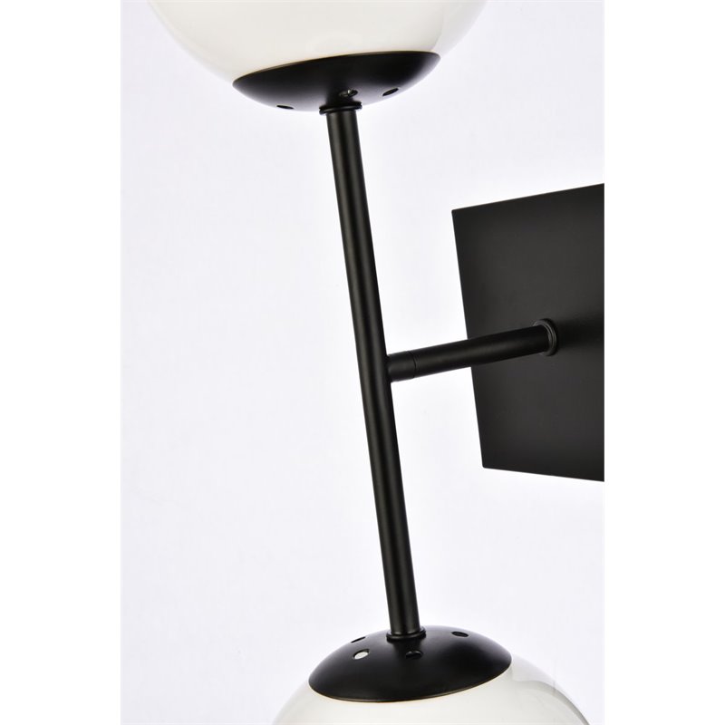 Living District Neri 2-Light Mid-Century Metal Wall Sconce in Black and White