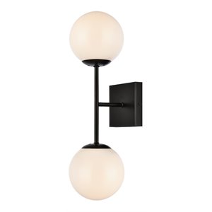 Living District Neri 2-Light Mid-Century Metal Wall Sconce in Black and White