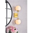 Living District Neri 2-Light Mid-Century Metal Wall Sconce in Brass and White