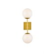 Living District Neri 2-Light Mid-Century Metal Wall Sconce in Brass and White