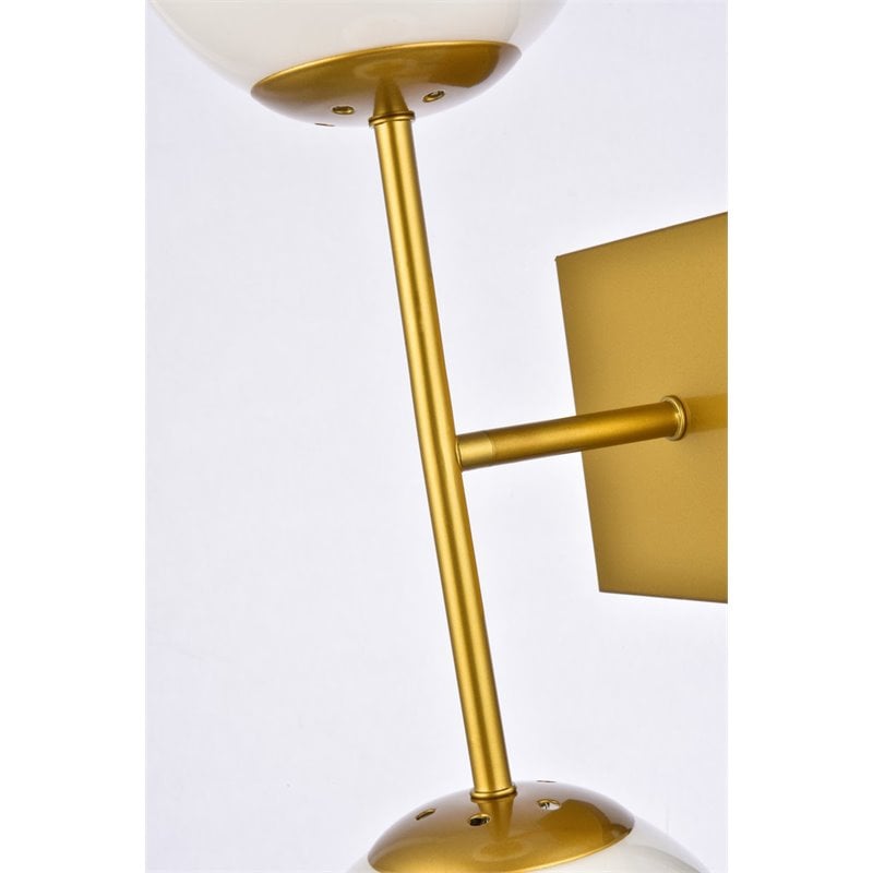 Living District Neri 2-Light Mid-Century Metal Wall Sconce in Brass and White